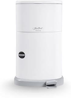 Janibell Akord 330 Adult Diaper Pail System – Holds Up to 35 Adult Diapers per Load, 560 Diapers per Refill Roll, 11-Gallon Hands-Free Step-On Trash Can, Odor-Locking Double Seal, White Resin
