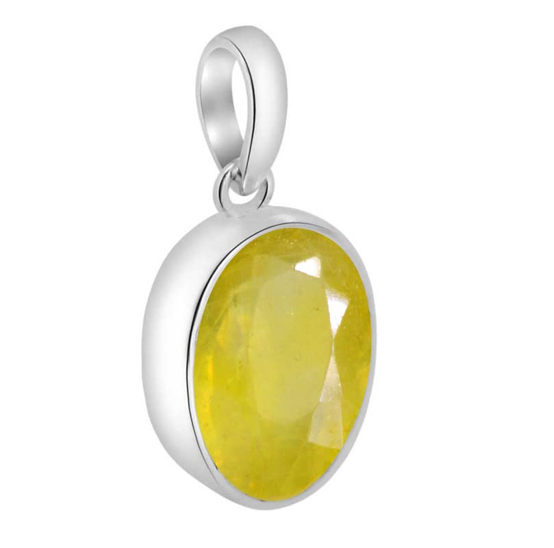 Pendentif saphir jaune pierre Pukhraj 6,25 Ratti argent pour astrologie védique