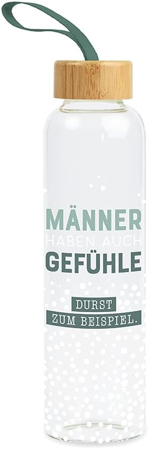 Grafik-Werkstatt Glass Water Bottle with Funny Saying | with Handle Loop | 550 ml | Men