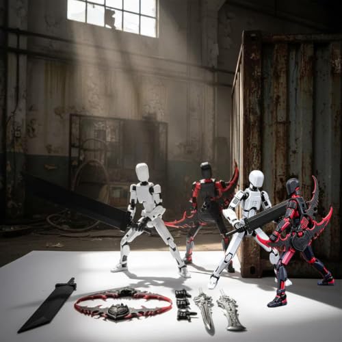 Image of 2Pcs Dummy 13 Action Figure, Desktop Display and Art Reference Model, Dynamic Poses for Collectors and Artists, Available in Black White and Red Black Color Options