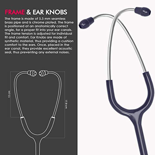 Image of ELKO EL-160 Primus III AL Aluminum Head Stethoscope For Doctors and Medical Students | Double Sided Chest Piece For Adult & Pediatric Patients | U-Shaped PVC Tubing | Soft Sealing Ear Knobs (Blue)
