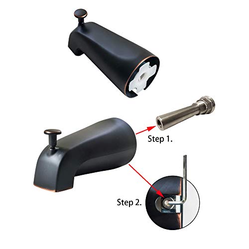 SENTO Slip On Oil Bronze Universal Bathroom Tub Spout with Diverter, Durable Heavy Duty Metal Bathtub Faucet with Shower Diverter - 4 Inches 1/2\" Copper Pipe, Oil-Rubbed Bronze