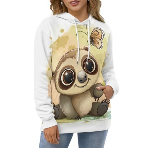 Sweat à capuche koala imprimé poétique pullover manches longues S