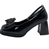 Sapatos Femininos Ulalaza Plataforma Mary Janes Sweet Toe Tornozelo Lolita Gótico Sapatos Sapatos Sapatos Plataforma Chunky Sapatos Femininos de Couro Envernizado