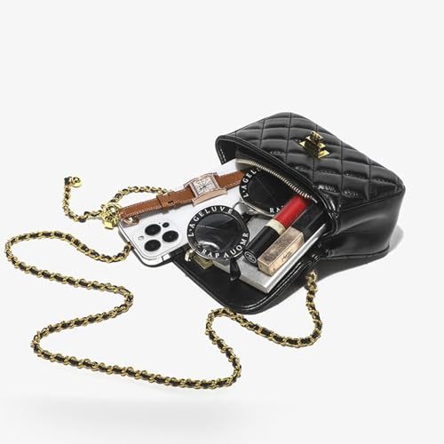 DOTBABY Diamond Chain Shoulder Crossbody Bag, Fashionable Women's Leather Tote Handbag, Adjustable Straps,Buckle Opening4