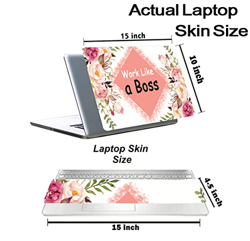 Image of Floral-D15 Top+Wrist Pad Vinyl Laptop Skin /Sticker /Cover for 15 to 15.6 Inches Laptops Laminated-Removable-HD Quality Compatible for Hp-Dell-Sony-Lenovo-Asus etc.(15x10 Inches)