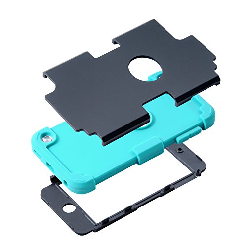 Wisdompro Case For Ipod Touch 7Th 6Th & 5Th Generation, 3 In 1 Hybrid Soft Silicone And Hard Pc Protective Cover For Ipod Touch 7 6 5 - Black/Mint #TOP2