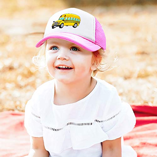 Summer Kids Trucker Hat School Bus Smiling Polyester Boys Girls Sun Toddler Caps Kelly Green Design Only Adjustable3