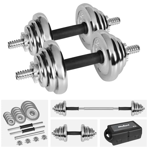 Rebel Electro Juego de 20 kg de mancuernas de hierro fundido cromado en maleta con grifo ajustable RBA-2326-20 - imagen 7