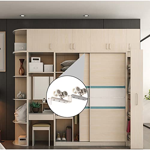 2Pcs 4-Wheel Metal Sliding Track Pocket Door Roller Wheel Set Hanger Ball Bearing Pulley Kit For Wardrobe Closet Barn Door #TOP5