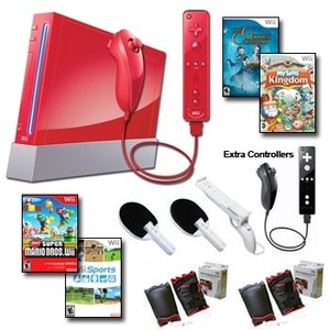 Amazon.com: Nintendo Wii Red Holiday Friends Bundle with Remote