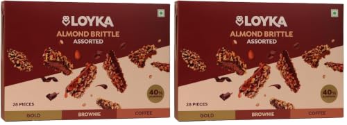 Image of Loyka Almond Brittle Assorted Choco Box - 28 Pcs| Premium Chocolate Gift Hamper | Chocolate & Nut Dryfruit Delicacy | Roasted California Almonds, Dark Choco & Salted Caramel (Pack of 2)