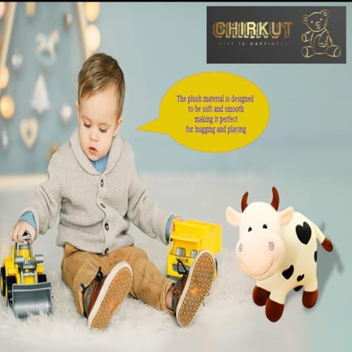 Image of CHIRKUT 30cm Cow Soft (White Colour) Stuffed Plush Toy Animal for Kids Baby Girls BoyCute Hugging Toy for Boys & Girls | Washable & Safe | Birthday Gift for 1-6 Year Old (new Cow)