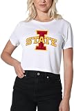 Iowa State University Distressed Primary Women's Crop Top T-Shirt, White, L