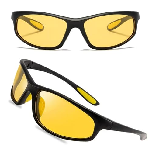 Image of Stylish Polarized Sports Sunglasses for Men Women - Unbreakable HD Clear Vision Cricket Motorcycle Riding Running Cycling Biking Driving Wraparound Branded Oval Goggles