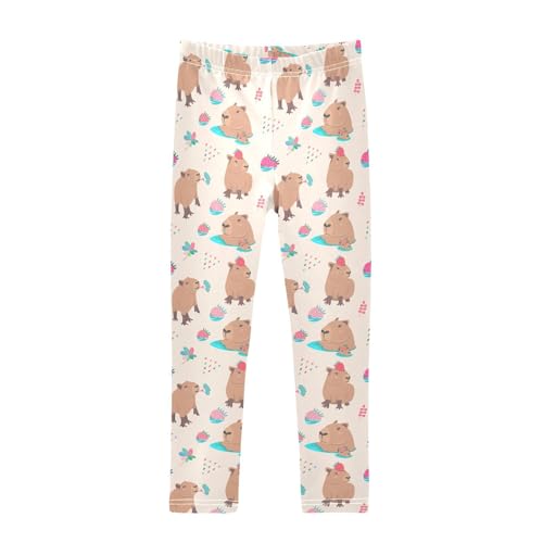 Girls Basic Leggings Baby Girls Pants Cute Capybara Soft Footless Stretchy Tights Pants 4-10Y