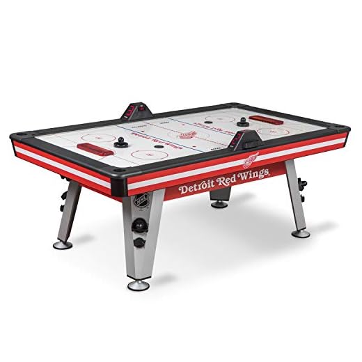NHL Air Powered Hockey Table - Detroit Red Wings - 84 Inch- Features Scratch Resistant Material, Automatic Scoring, and Built-In Accessory Storage