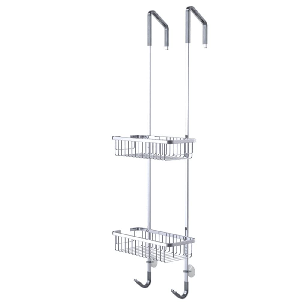KLZUOPT Metal Over Shower Door Caddy Hanging Bathroom Storage Organizer Center with Built-in Hooks and Baskets on 2