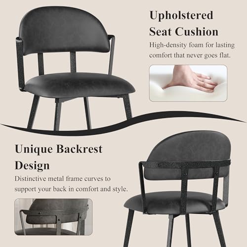 BFZ Mid Century Modern Dining Chairs Set of 4, Upholstered Faux Leather Dining Room Chairs, Armless Accent Kitchen Chair with Metal Legs for Kitchen, Dining Room, BlackGrey — view 3
