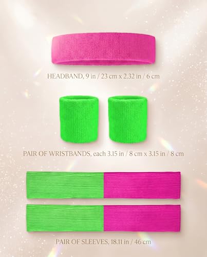 Image of v28 Neon Leg Warmers Set for women Headband Sweatbands Wristbands 80s 90s Pink Running Fanny 80's Plus Size Costumes Pack