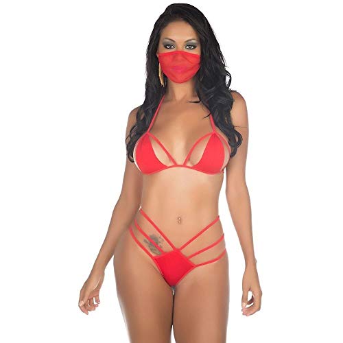FANTASIA PIMENTA SEXY Mini Ninja Feita em Tule Com Máscara Tamanho Único COR: Vermelho REF: 7084