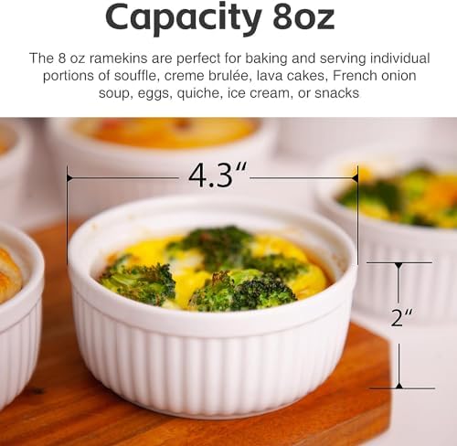 image for Nuwave Ceramic Ramekins 8 oz, Set of 6, Elegant Classic Style for Baki