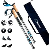 Blue Sky Wanderstöcke Nordic Walking Stöcke aus Carbon, Nordic Walking Stöcke Damen und Herren, Trekkingstöcke, Wanderstöcke Teleskop, Walkingstöcke, Korkgriffe, leichte Tragetasche, 200gr. pro Stock