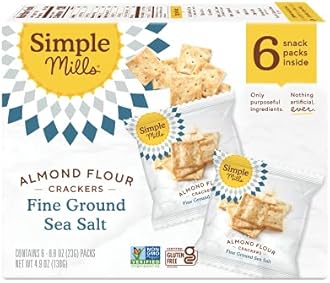 Simple Mills Almond Flour Crackers, Fine Ground Sea Salt Snack Packs - Gluten Free, Vegan, Healthy Snacks, 4.9 Ounce (Pack of 1)