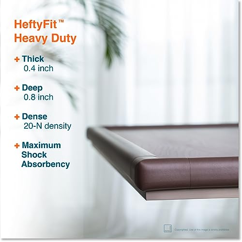 Image of Roving Cove HeftyFit Corner Protector for Baby (12 Large Corners), Heavy-Duty Soft Rubber Foam Furniture Corner Bumper Guards, 3M Adhesive Pre-Taped, Coffee Brown