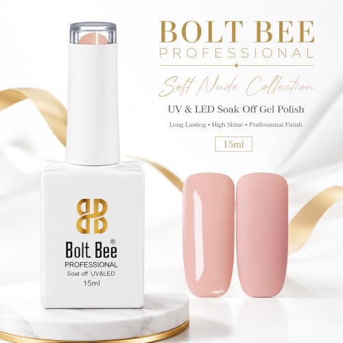 Image of BOLT BEE 15ML Gel Nail Polish 1Pc Clear Pink Glitter Nail Polish Soak Off UV LED Nail Gel Polish Nail Art Starter Manicure Salon DIY at Home, 0.5 OZ (1) (127)