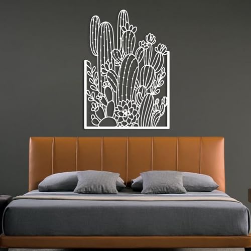 Art Mural Cactus Métal Peinture Abstraite Vintage Fer pour Salon et Bureau Chic