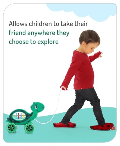 Image of Mini Steps Pull Along Turtle Toy - Baby Walking Toy for Toddlers, Safe & Durable