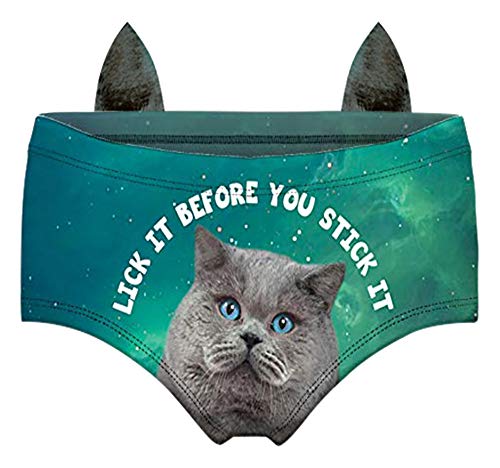Ubrand RUNYNXIN Funny low-waisted Ears Underwear-Sexy for Women Gifts(ERDNK004G-L,Cat's ear2),Large