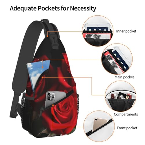 Mochila cruzada de pecho en diagonal negra con rosas miniatura 4