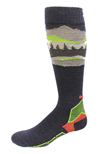 Columbia Unisex Omni Heat Ski Over The Calf Mountain Range Medium Weight Socks, 1 Pair, Black/Nuclear, (M) 10-13