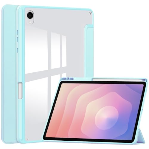 Étui Samsung Galaxy Tab S11 bleu clair anti-rayures : fini la peur des chocs grâce au rabat cuir