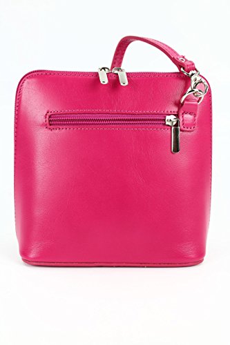 Belli italienische Ledertasche Damen Umhängetasche klein Handtasche Schultertasche Abendtasche in pink - 17x16,5x8,5 cm (B x H x T)