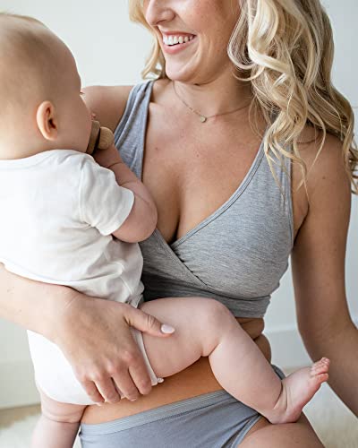 Image of Kindred Bravely French Terry Racerback Nursing Sleep Bra for Maternity /Breastfeeding (Light Grey, Small)