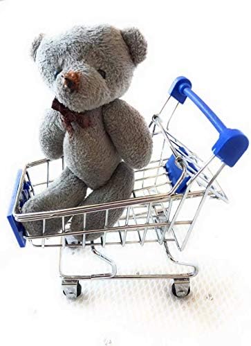 Mini supermarket trolley - Shopping cart - Shopping utility model - Restaurant table - Company - Family essentials - Sturdy stainless steel for children's best gift (blue (4.5 x 3.4 x 4.7 inches))