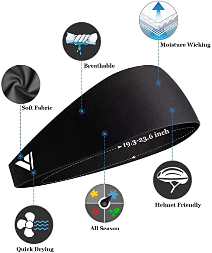 Image of Workout Sweat Bands Headbands for Men Women Sport Non-Slip Head Band,Moisture Wicking Hairband, Long Hair, Quick Dry, Running, Yoga, Hiking, Tennis, Exercise Fitness Gym (Black Grey White)