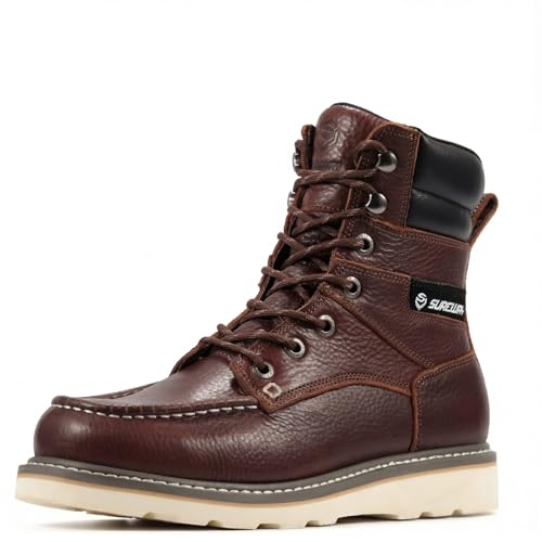 SUREWAY 8�C���` �\�t�g�g�D���[�N�u�[�c �j���p ? GoodyearWelt �t���O���C�����U�[�A���[�X�A�b�v�}�b�N�g�D���[�N�V���[�Y�AEH �R���X�g���N�V�����I�C��/����~�߁A�q�ɁA�H��A���풅�p�̑ϋv���̂��郉�o�[�\�[���u�[�c, �_�[�N�u���E