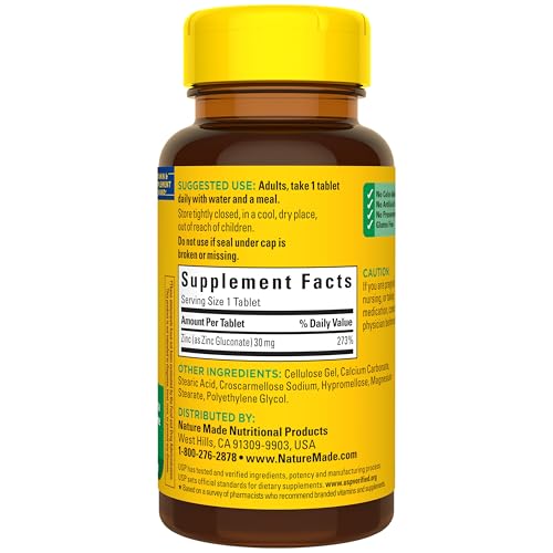 Nature Made Zinc 30 mg for Immune Health Support, 100 Tablets | Zinc Supplements for Men and Women, Dietary Supplement for Antioxidant Support, Gluten Free, 100 Day Supply - image 8