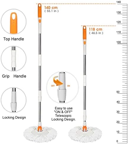 Masthome Mop and Bucket with Wringer Set, Spin Mops with Bucket and Foot Pedal, 360 Spin Mop and Bucket with 5 Microfiber Mop Pads and 5 Cleaning Cloth
