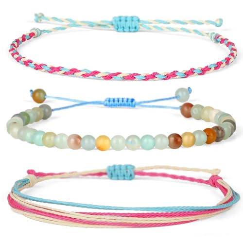 QOGIR Handmade Healing Bracelet,6mm Natural Gem Stone Bracelet rope bracelet