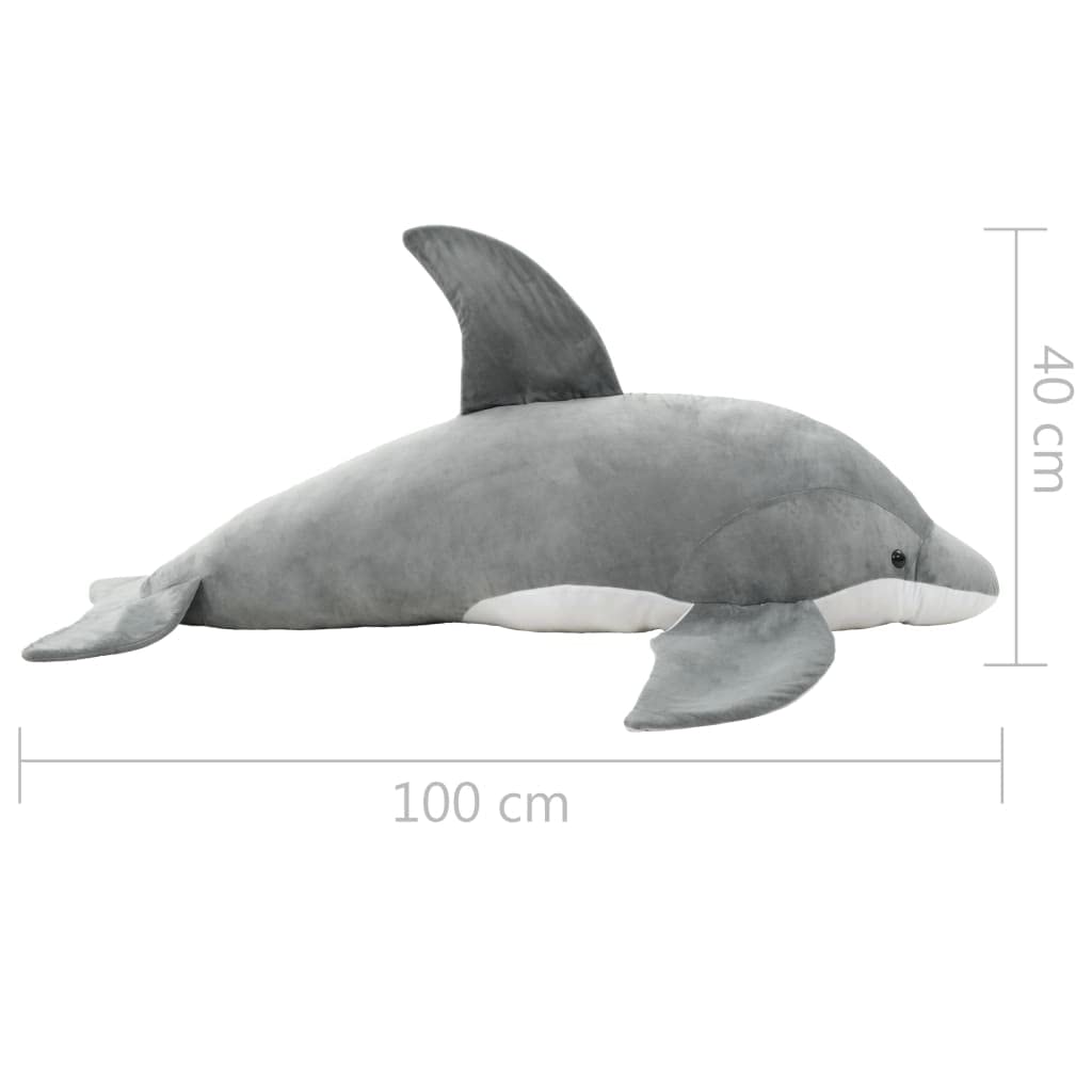 Plüsch Delfin Kuscheltier Grau Weiches Stofftier Kinder Baby Geschenk Einschlafhilfe Reisebegleiter Kuschelfreund für Mädchen Jungen, 100 x 40 cm, waschbar, ideal für Kinderzimmer und Bett