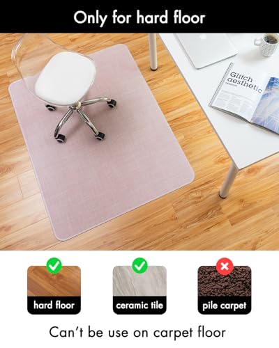 Image of BARoyal Office Chair Mat for Hardwood Floor Under Desk Computer Rolling Chair Mat for Wood /Tile Floor Non-Slip Heavy Duty Desk Rug PVC Plastic Hard Floor Protector 48 inch x 60 inch(Blush)