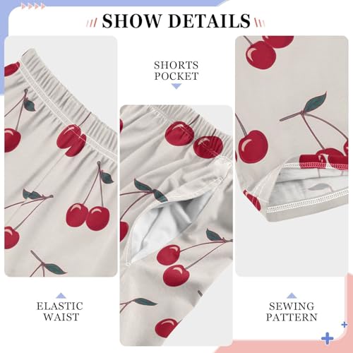ALAZA Red Cherry Leaf Fruit Pajama Lounge Pants Long Sleep Pajama Bottoms with Pockets4