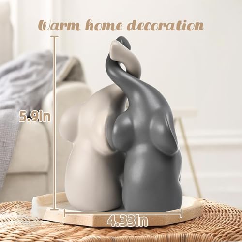 Boobezeen Elephant Statues Home Decor Small Figurines Home Ceramic Decor Sisterhood Elephant Ornament for Living Room House Shelf Table Vanity Entryway DéCor — view 2