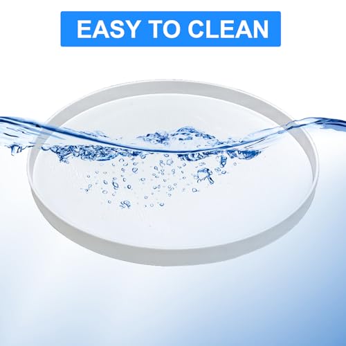 2 Stück Deko Tablett Rund, Dekoschale Weiß 30 cm Tortenplatte Dekotablett Serviertablett Kerzentablett Badezimmer Tablett