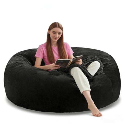 Image of 5FT,Big Bean Bag Chairs for Adults，Bag with Filler Included，Comfortable and Soft Plush ，Memory Foam Bean Bag,Oversized Bean Bag,Read Chair Suitable for Living Room and Bedroom (Black, 5 Foot)